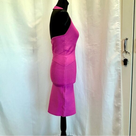 GUESS pink bandage bodycon halter top mini dress M sexy clubwear cocktail party - Picture 3 of 16